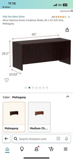 Desk - Alera Credenza Shell - 66x24 - Mahogany
