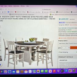 Farm Style Pub Height Table With 4 Chairs
