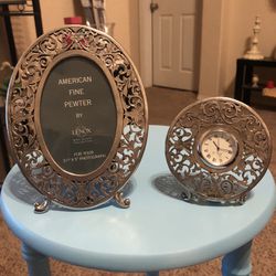 Lenox Pewter Clock & Collection Frame. 