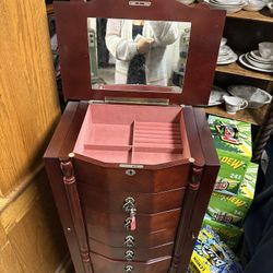 Mahogany Floor Jewelry Armoire