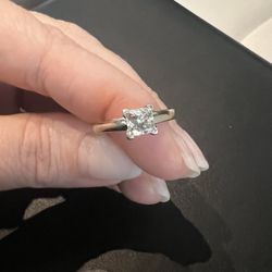 Engagement Ring: Princess Cut .96 Ct Solitaire 