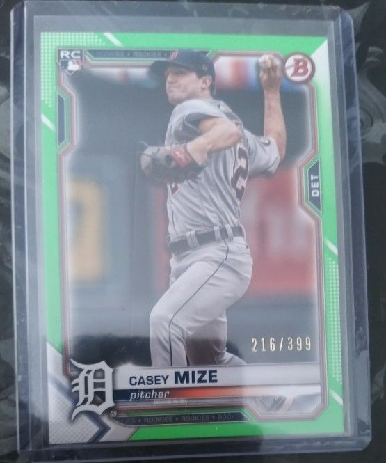 Casey Mize Neon Green Refractor 216/399 Rookie Baseball Card
