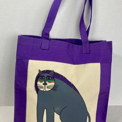 Laurel Burch Purple Cat Bag 15”x14”