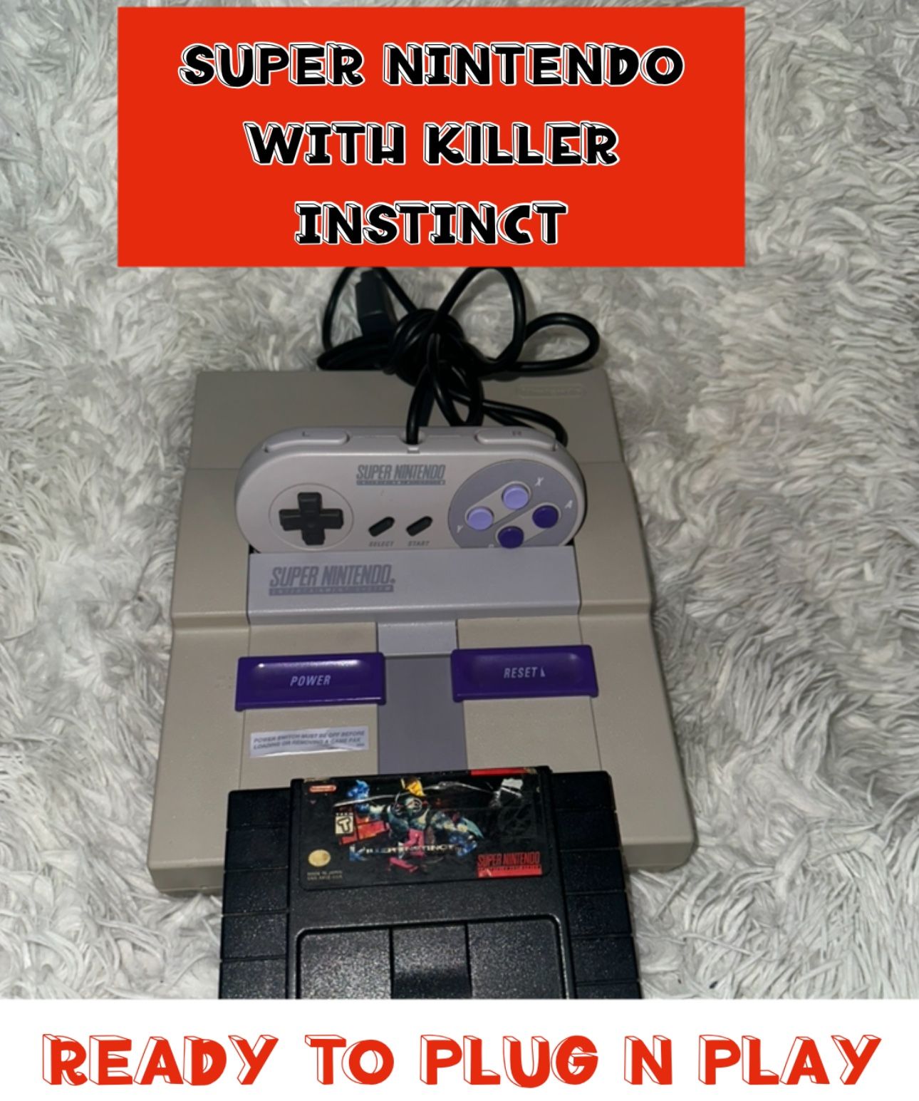 SUPER NINTENDO WITH KILLER INSTINCT BUNDLE READY TO PLUG N PLAY
