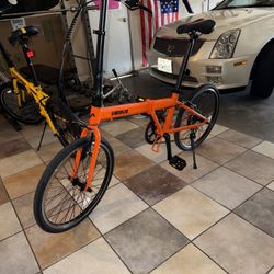 VIRIBUS 20" Adult Folding Bike 7 Speed City Commuter Bicycle with Self Locking Latch Coral