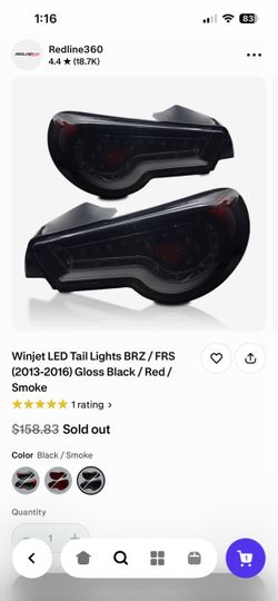 Winjet LED passanger Tail Light BRZ/FRS 2013-2016 Black/Smoke