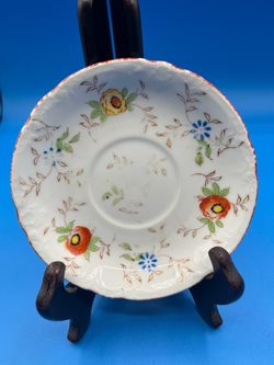 Floral porcelain saucer white multicolor