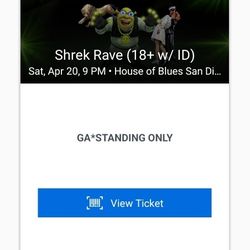 Shrek Rave Tickets. April 20th 9pm @ House Of Blues.