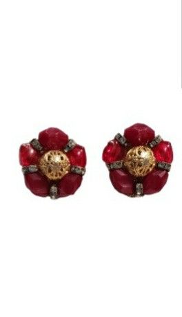 vintage ruby red clip-on earrings