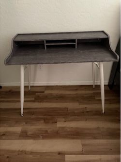 Desk - Grey with White Legs