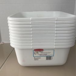 Rubbermaid 2951-AR WHT Dish Pan, Rectangular, White Plastic, 11-1/2-Qts. 6 pack. Good condition no cracks a few has some stains/marks from prior usage
