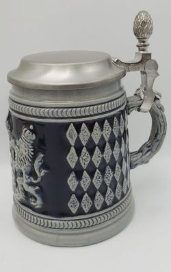 Lidded Bayern German Beer Stoneware Stein