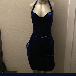 Royal Blue Velvet Dress  MEDIUM