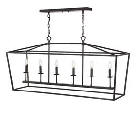 Pagoda 49 in. 6-Bulb Oil Rubbed Bronze Farmhouse Lantern Metal LED Pendant