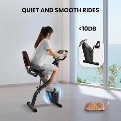 Exercise Bike, 4 IN 1 Stationary Bike, Foldable Folding Exercise Bike with Multi-Level Magentic Resistance, Support Back Pad and Phone/Tablet Holder, 