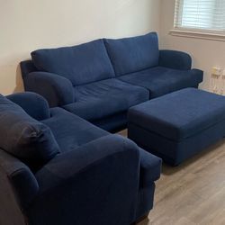 Sofa , Oversized Chair And Ottoman On Wheels 