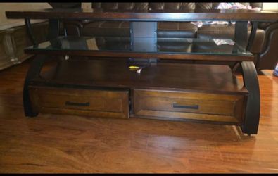 Wood & glass TV stand