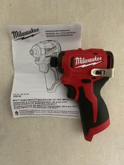 Milwaukee. M12 Lithium Ion Brushless Sub-Compact 1/4” HEX  Impact Driver (Tool Only). 2551-20.
