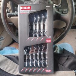 Icon 10 Piece Stubby Ratcheting Metric Wrench Set