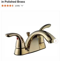 Glacier Bay Builders 4 in. Centerset Double Handle Low-Arc Bathroom Faucet in Polished Brass