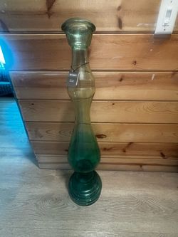 Pier 1 Imports Green Glass Pillar Candle Holder