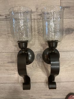 Black Metal Wall Candle Sconces Set of 2