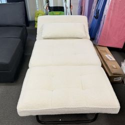 New Convertible Sofa Bed, 4 in 1 Multi-Function Folding Ottoman Sleeper Bed.. White  Weight Cap 550lbs