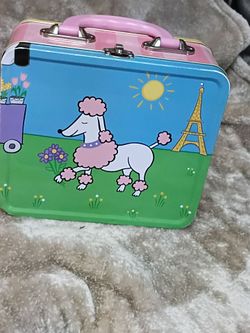Fifi the French Poodle "discontinued" metal lunch box with sturdy pink handle.