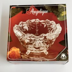  Vintage Angelique Crystal Glass Decorative Bowl with Box