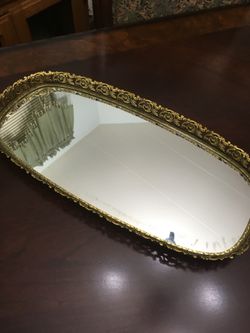 Vintage Vanity Perfume Tray Gold, Mirror, Ormolu