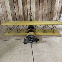 Metal Aviation Airplane Biplane Decor with Chain