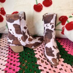 Cow Print Booties