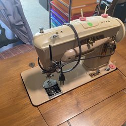 Antique Sewing Machine Table With Sewing Machine 