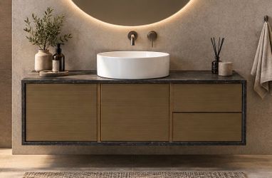 48” Modern Floating Bathroom Vanity – Wood & Black