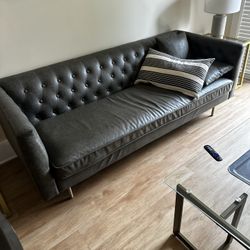 Executive Black Leather Couch 
