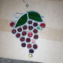 Stained Glass. ( Grapes ) Window Ornament 