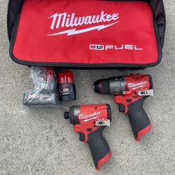 Milwaukee M12 FUEL 12-Volt Lithium-Ion Brushless Cordless Hammer Drill & Impact Driver Combo Kit w/ 2x Batteries & Bag (2-Tool)  $150