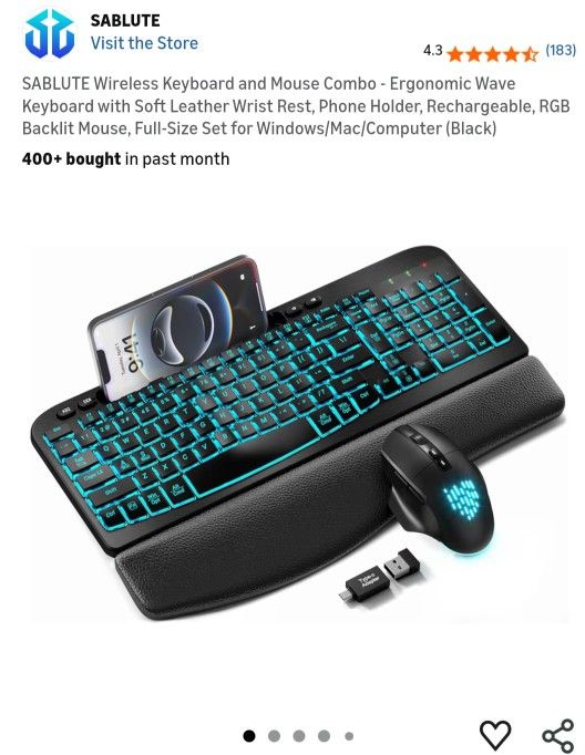 Sablute Wireless Keyboard And Mouse Bundle