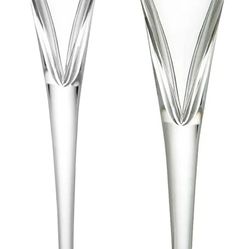 Waterford CRYSTALS-WISHES ,LOVE AND ROMANCE TOASTING FLUTES ,PAIR