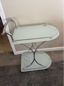 Chrome and Frosted Glass Bar Cart