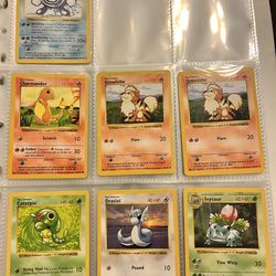 7 Vintage Shadowless Base Set Pokemon Cards in Excellent Condition