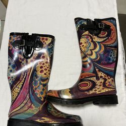 Nomad Women’s 6 Drench Rain Boots Turquoise Monet Tall