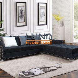 Malibu Black Velvet RAF Sectional