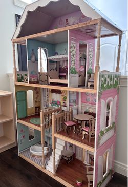 Wooden Doll House with Accessories