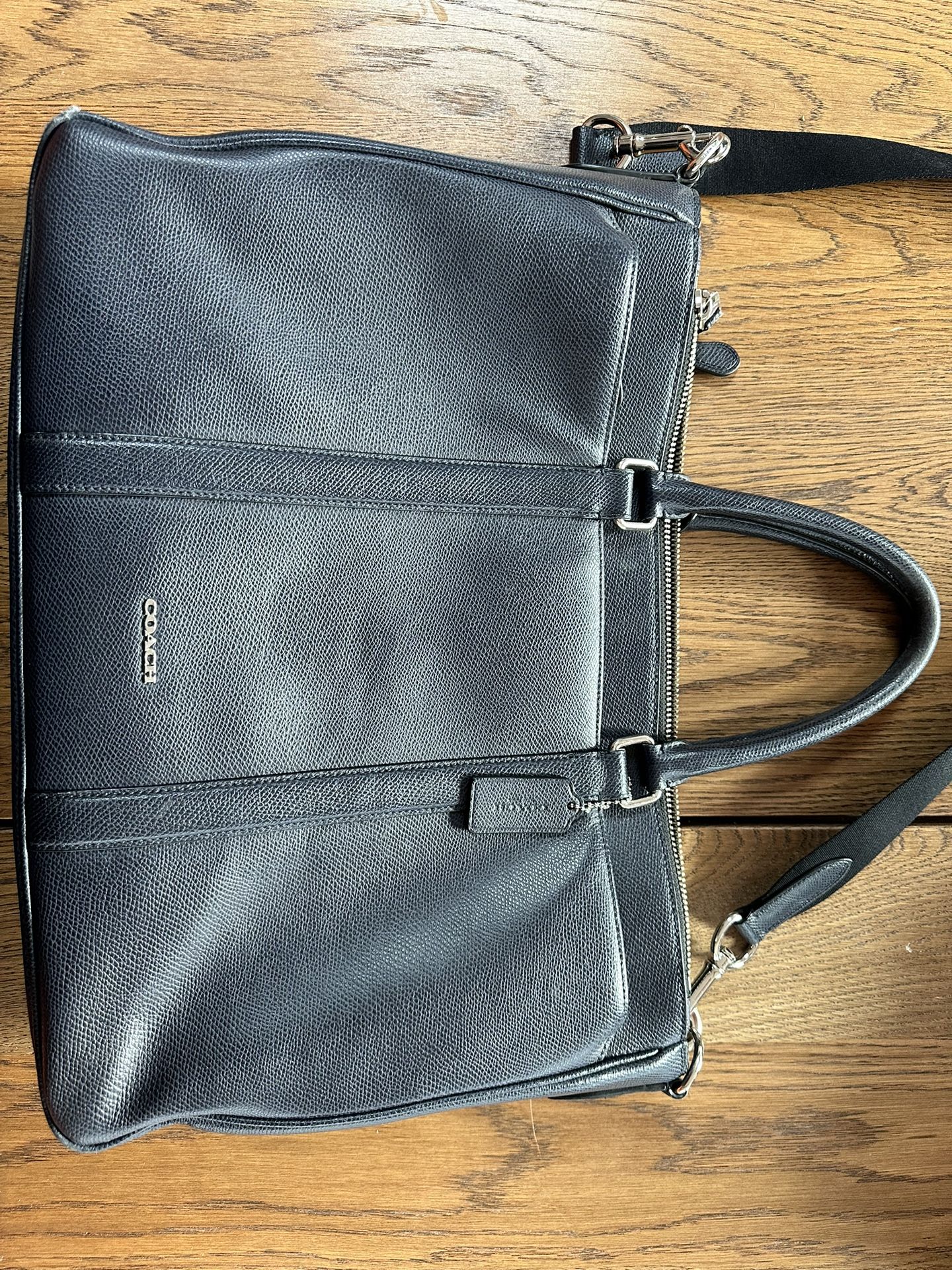 Coach Navy Blue Leather Work Briefcase 