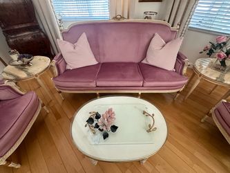 French Provincial Velvet Settee Sofa