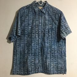 The Territory Ahead Men's Blue Tie-Dye Water Patterned Shirt: Size XL