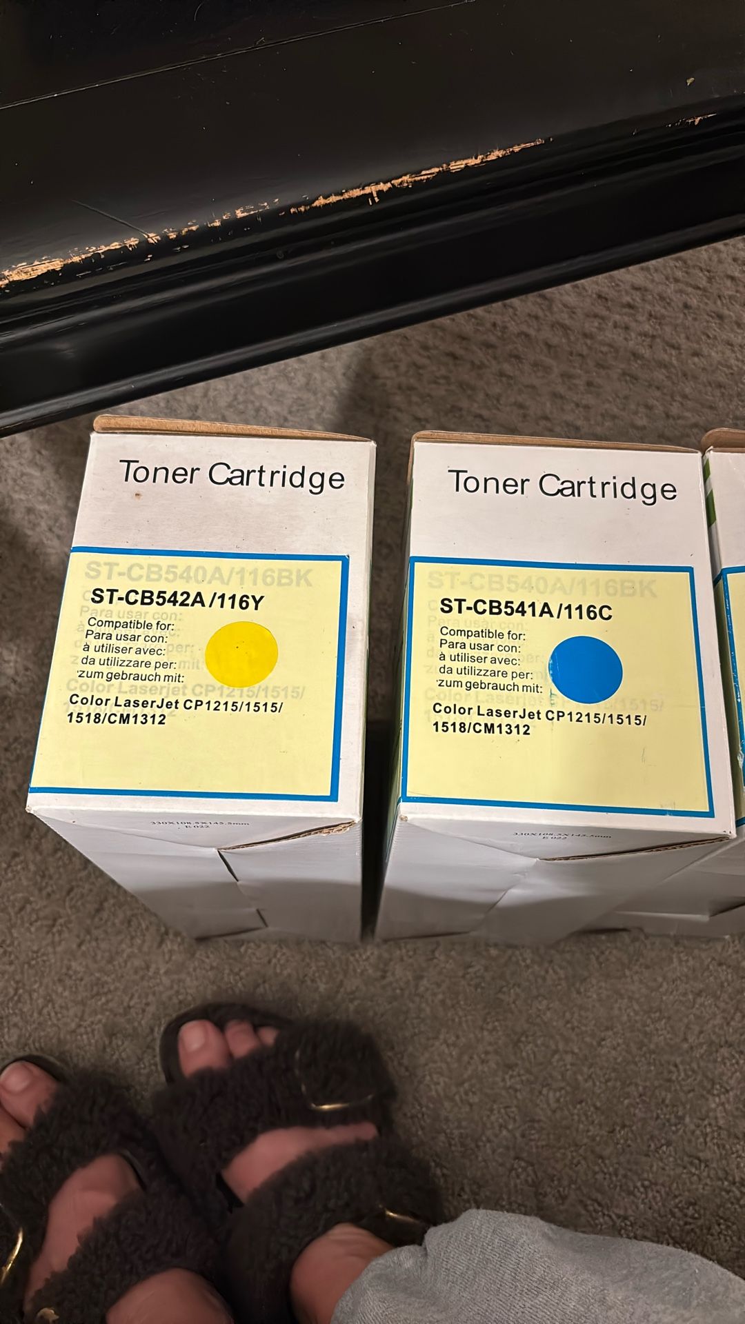 Laserjet Toner Cartridges. Yellow Blue, Red And Black. Works With Hp 125 A new an inbox