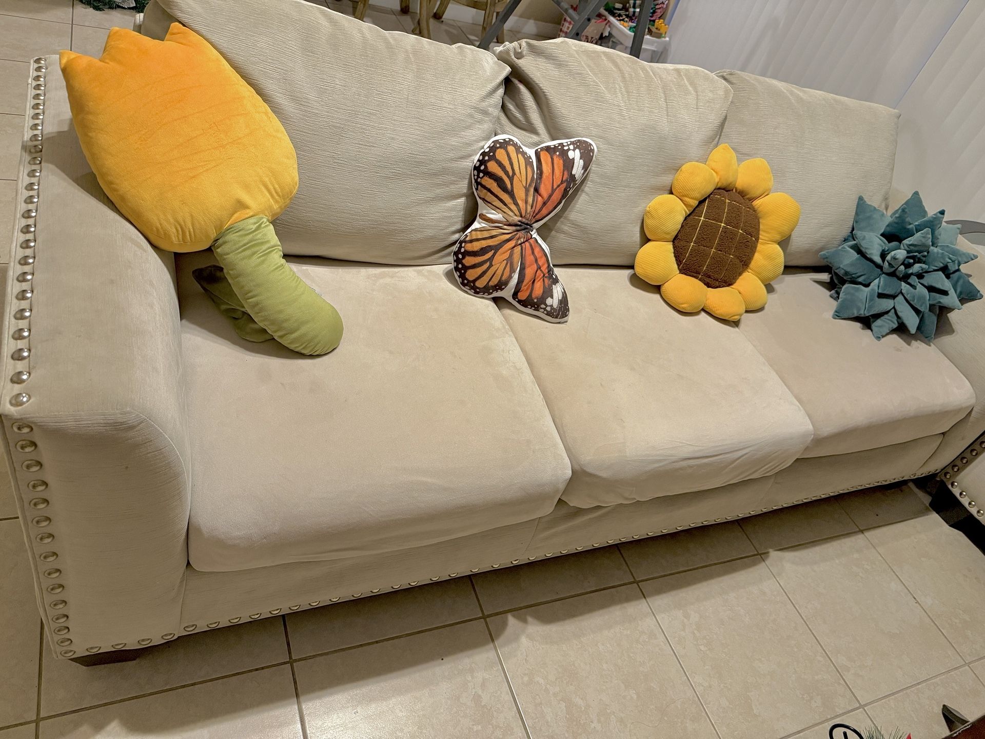 DEEP SEAT SOFA, Modern 3 Seater Couch BEIGE