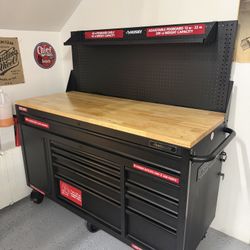 Husky 61” x 26” Heavy Duty 10 Drawer 1 Door Mobile Workbench - Excellent Condition, Pickup Redmond (tools not included)